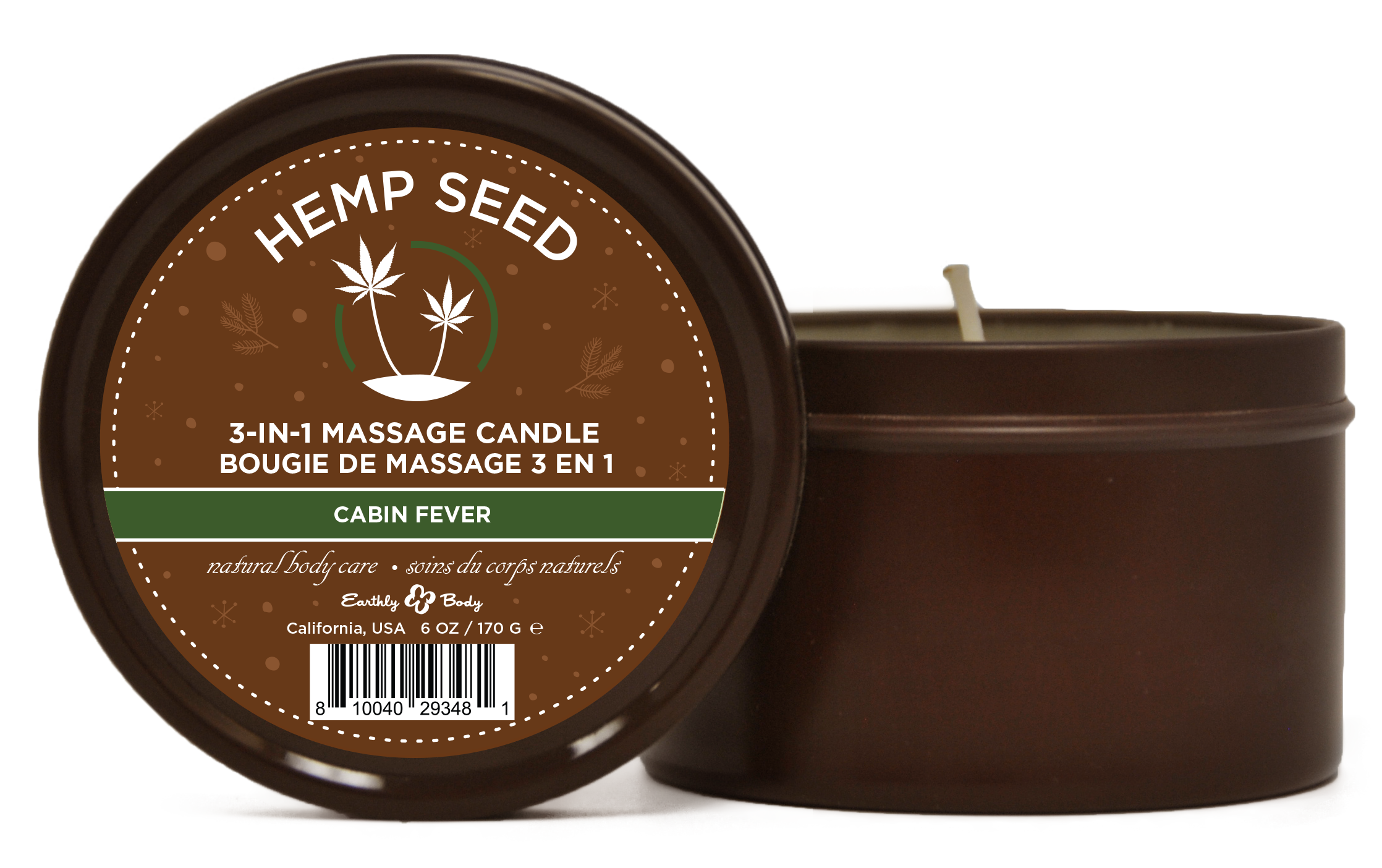 "Hemp Seed 3-in-1 Massage Candle Cabin Fever 6oz/ 170 G EB-HSCH021A"