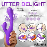 Tri-Flick Flicking Silicone Rabbit Vibrator - Purple