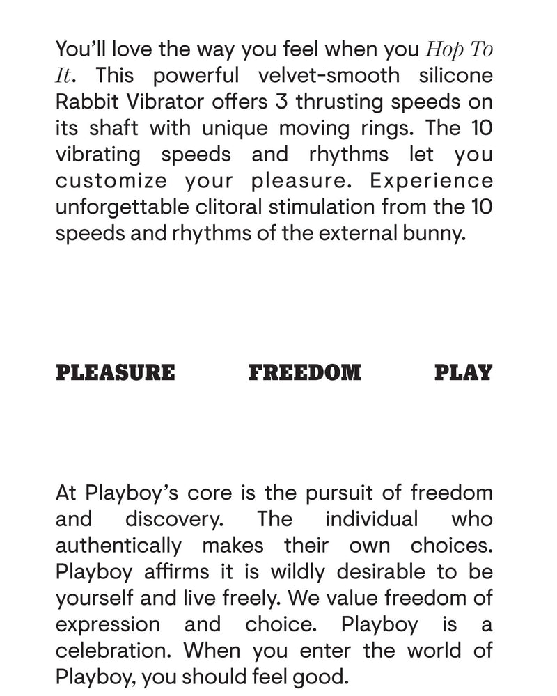 "Playboy Pleasure - Hop to It - Rabbit Vibrator - Dark Purple PB-RS-2345-2"
