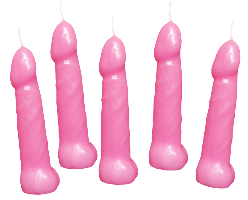 "Bachelorette Pecker Party Pink Candles 5pk HTP3143"