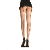 "Contrast Backseam Stockings - One Size - Nude LA-9213ND"