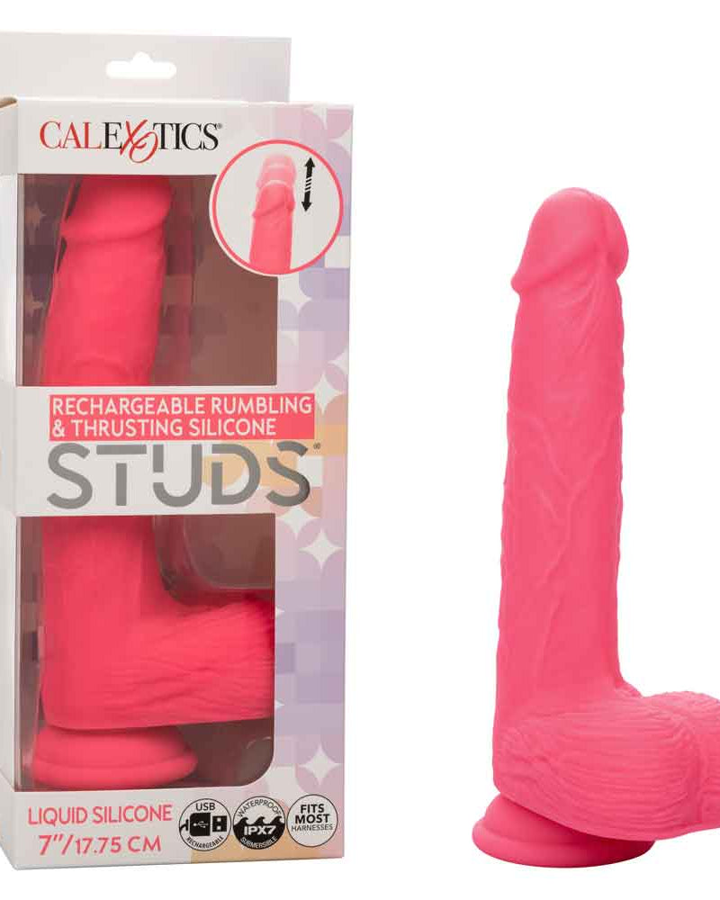 "Rechargeable Rumbling and Thrusting Silicone Studs - Pink SE0251053"