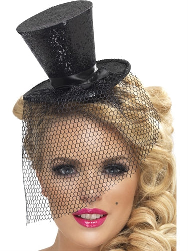 "Mini Top Hat on Headband - Black FV-32927"