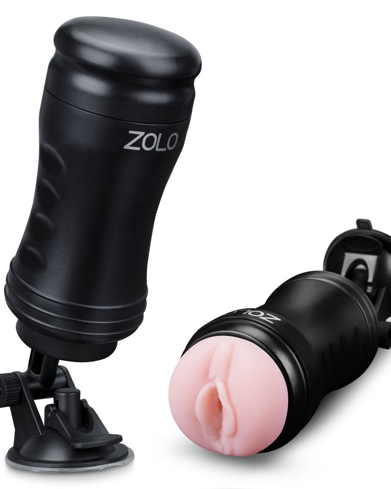 "Zolo Solo Flesh Discreet Suction Mounted Masturbator - Black X-ZO6017"