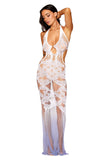 Bodystocking Gown - One Size - White/hydrangea