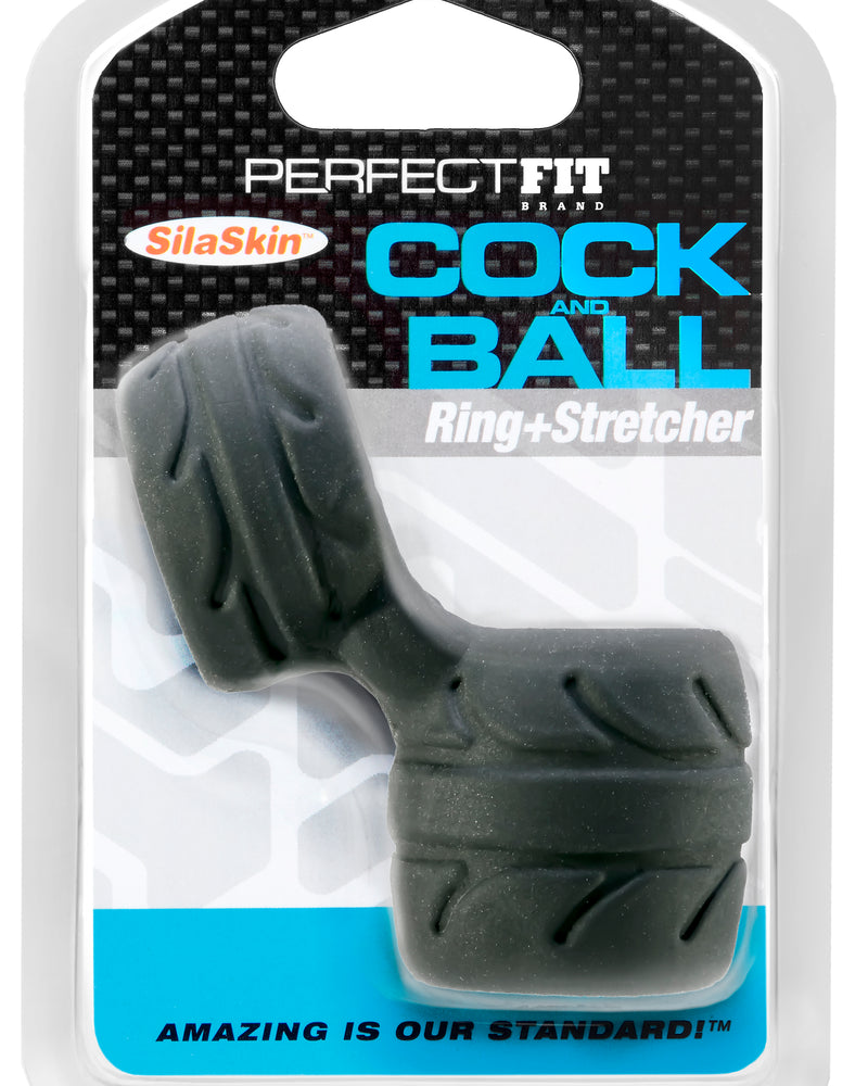 Silaskin Cock & Ball Ring and Stretcher - Black