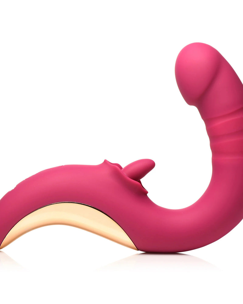 Tease and Please Thrusting and Licking Vibrator - Fuchsia