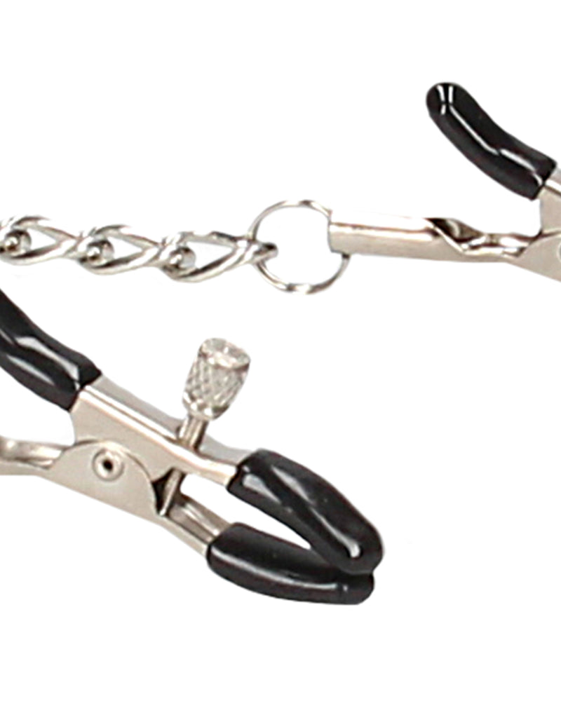 Breathable Ball Gag With Nipple Clamps - Black