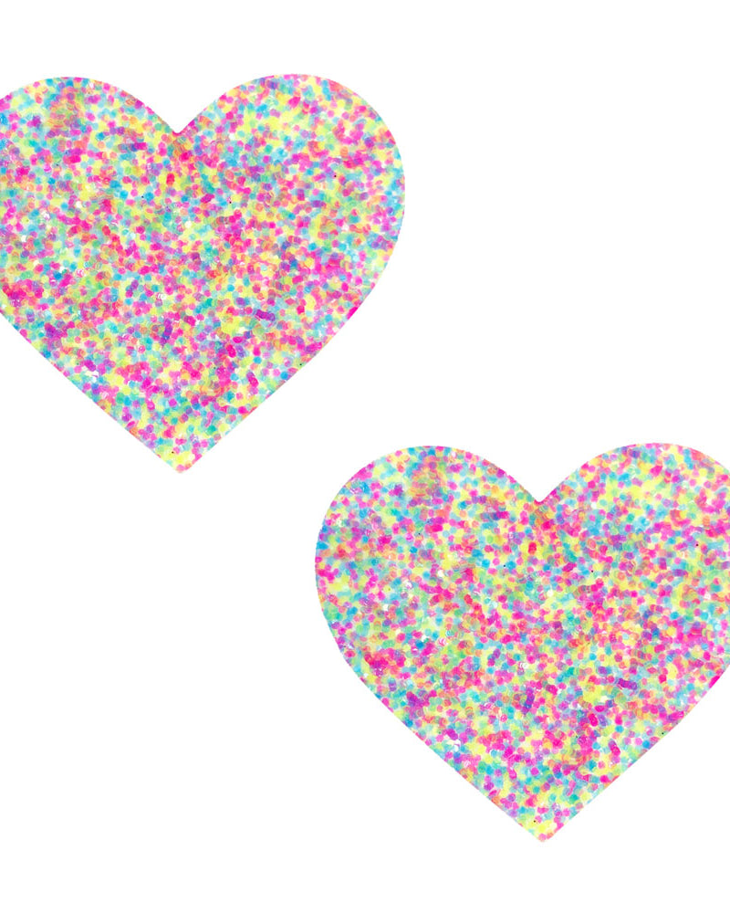 "Sprankles Neon Blacklight Glitter I Heart U Nipztix Pasties NN-SPR-HRT-NS-NBLG"