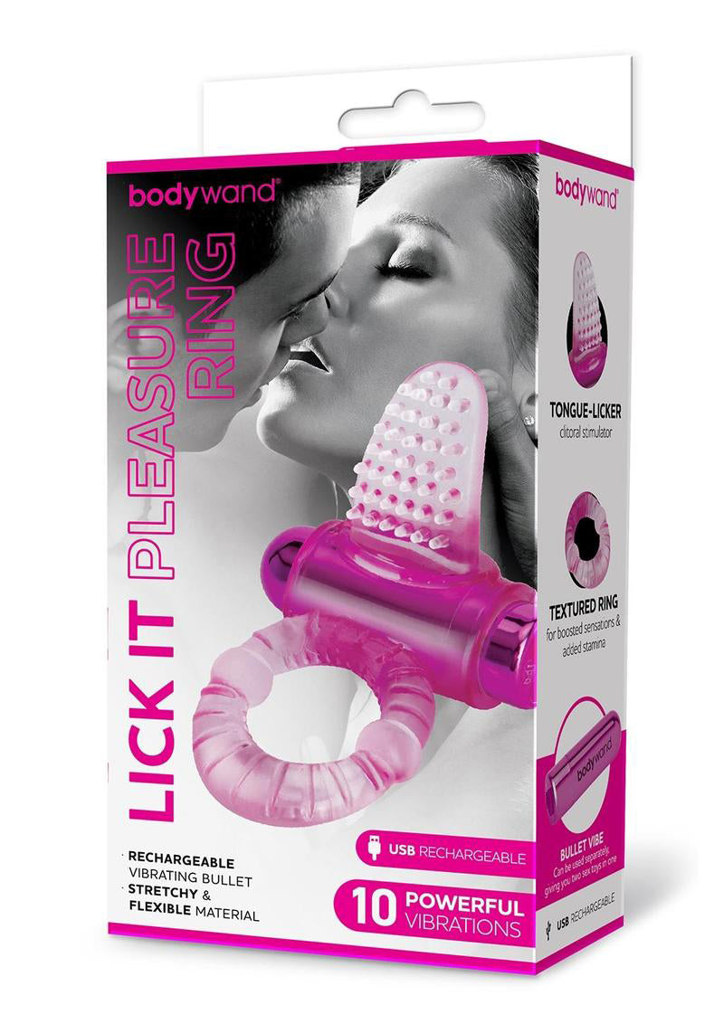 "Bodywand Rechargeable Lick It Pleasure Ring - Pink X-BW1502"