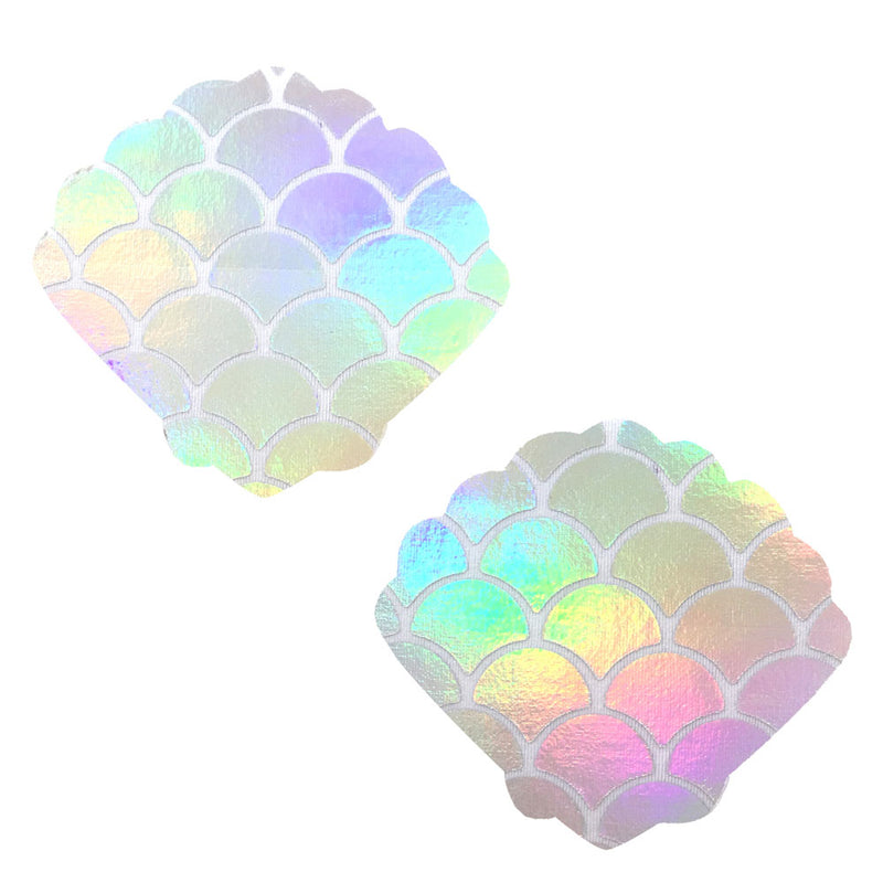 "Mystical Mermaid White Holographic Mermaid Shell Nipztix Pasties NN-MYM-SHL-NS"