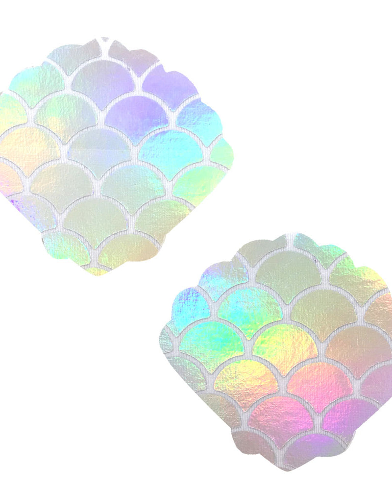 "Mystical Mermaid White Holographic Mermaid Shell Nipztix Pasties NN-MYM-SHL-NS"