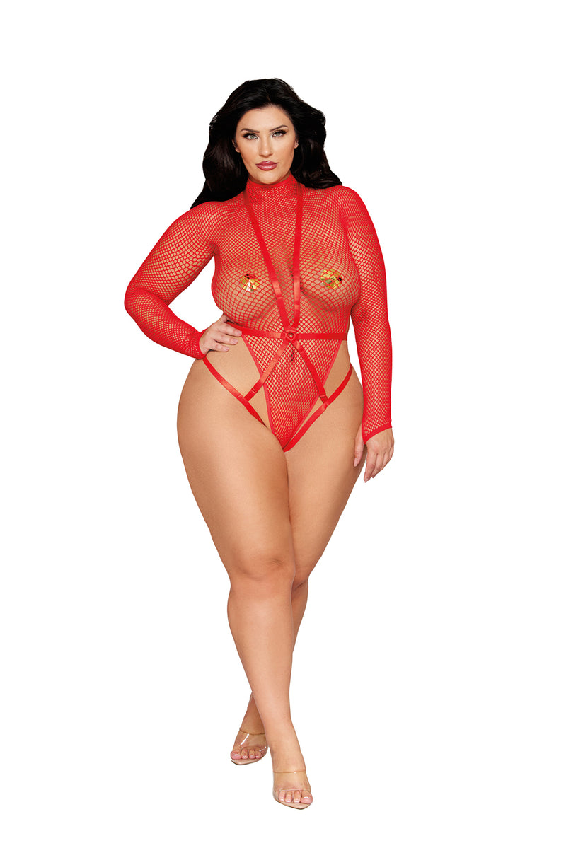 Teddy and Harness Dmnd - Queen Size - Poinsettia DG-13680XRDQS