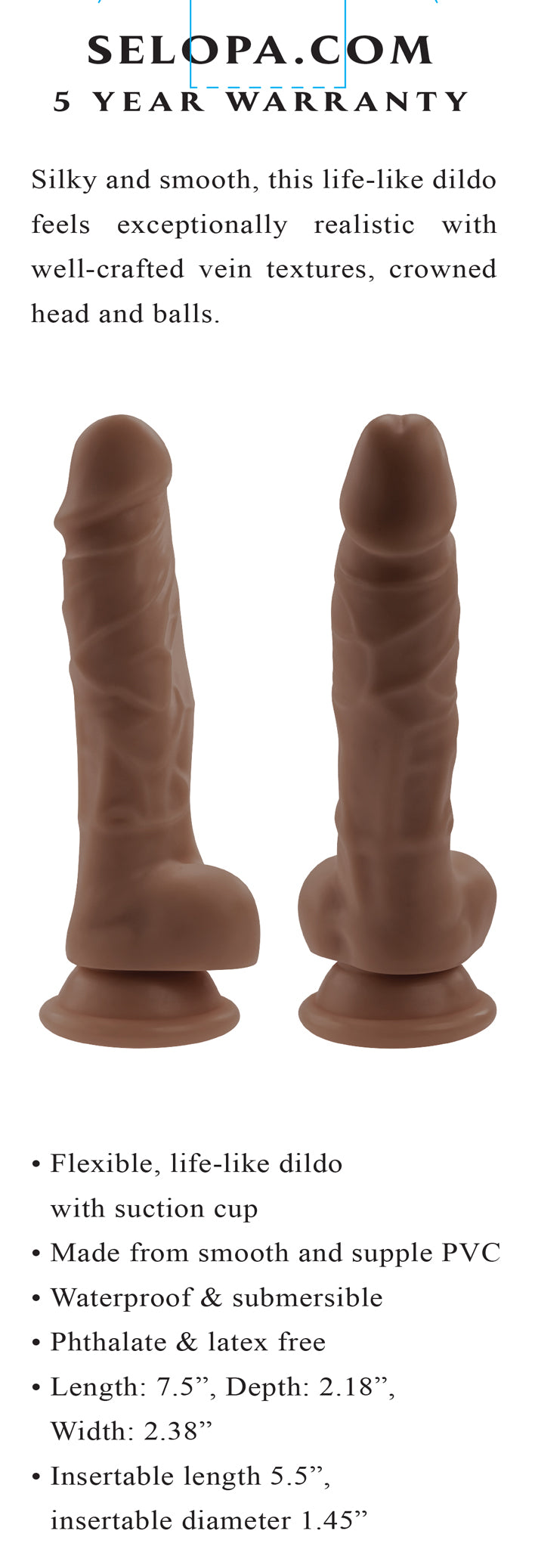 "6 Inch Dildo - Dark SL-DD-3908-2"