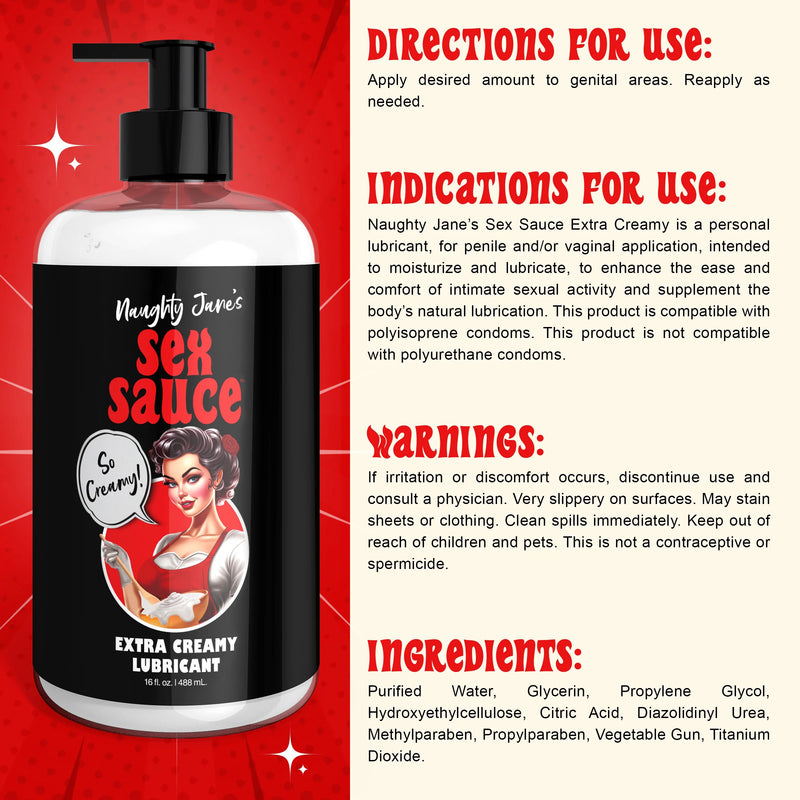 "Naughty Jane's Sex Sauce Extra Creamy Lubricant 16 Oz NJ-AH397-16OZ"