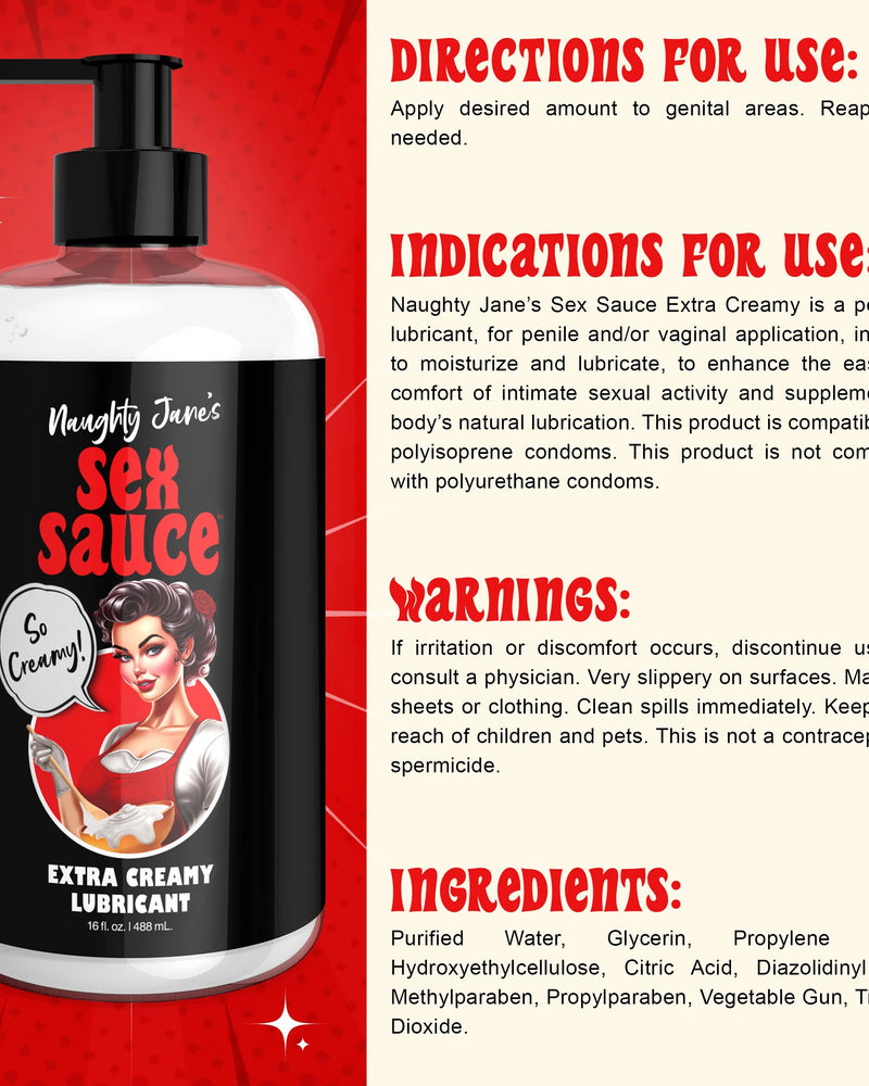 "Naughty Jane's Sex Sauce Extra Creamy Lubricant 16 Oz NJ-AH397-16OZ"