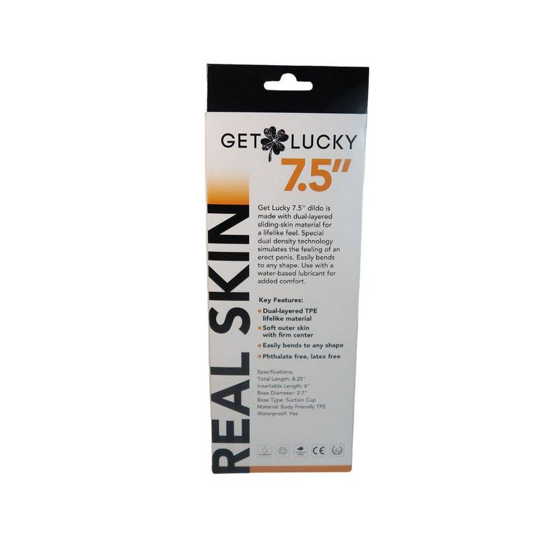 Get Lucky Real Skin 7.5 Dual Layer Dildo Light Brown