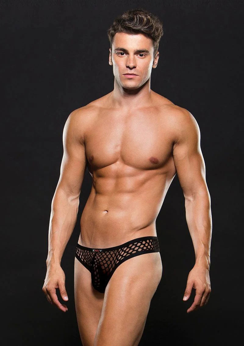 "Envy Modern Fishnet Thong - Large/xlarge - Black EV-BLE087BKLXL"