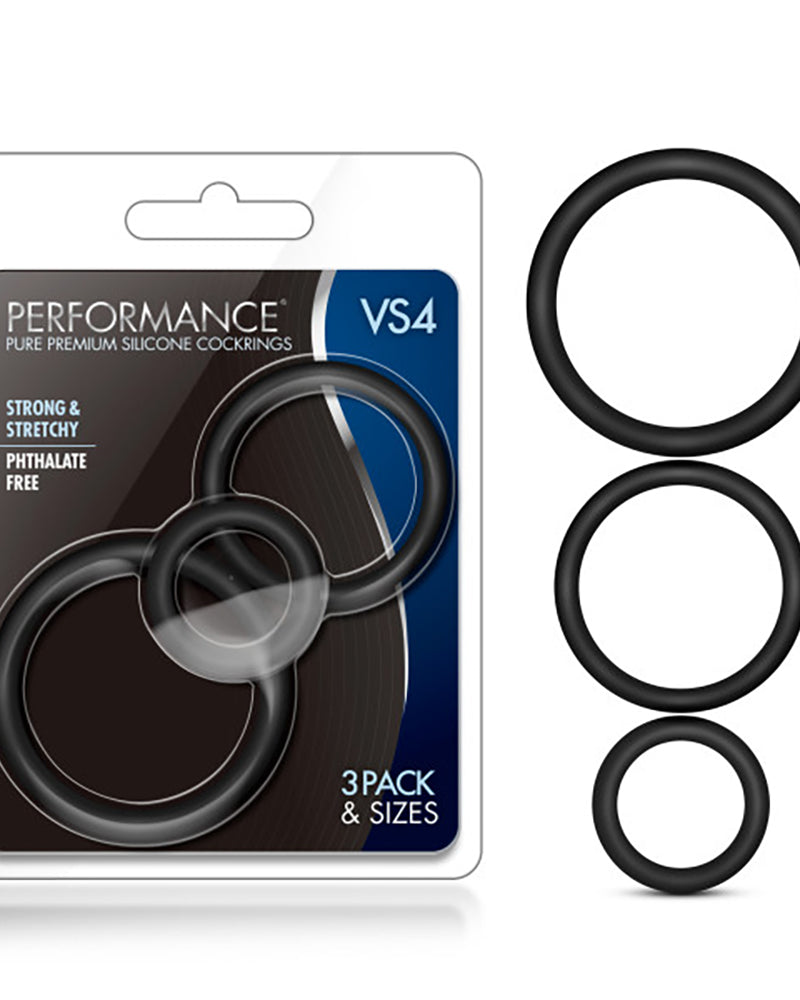 "Performance - Vs4 Pure Premium Silicone Cockring Set - Black BL-370815"