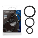 "Performance - Vs4 Pure Premium Silicone Cockring Set - Black BL-370815"