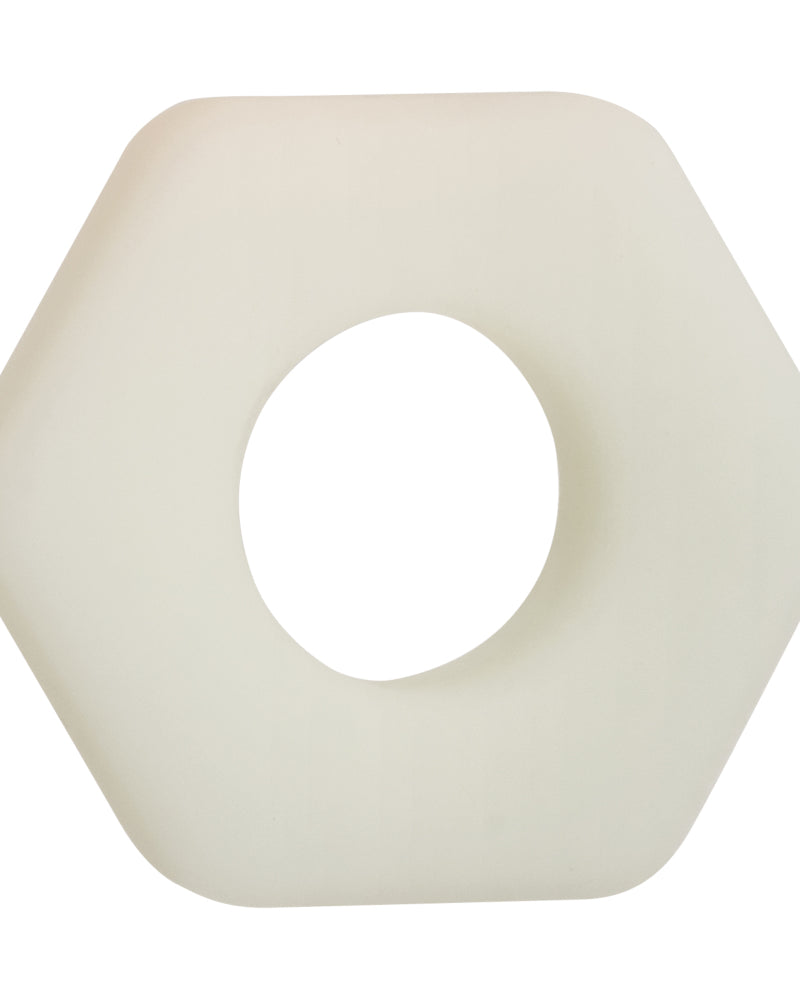 Alpha Glow-in-the-Dark Liquid Silicone Prolong Sexagon Ring - White