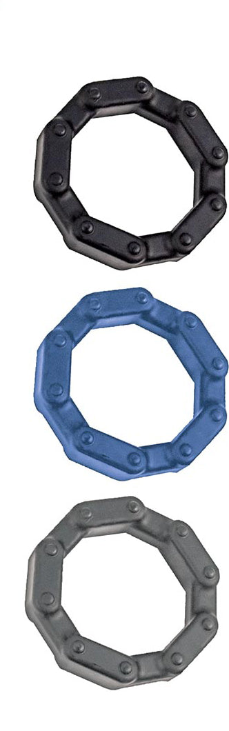 "Anal-Ese Chainlink Cockrings - Black/blue/grey NW2940"