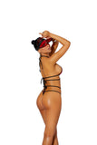 "Lycra Bikini Top and Matching G-String With Black Trim - One Size - Red EM-82287"