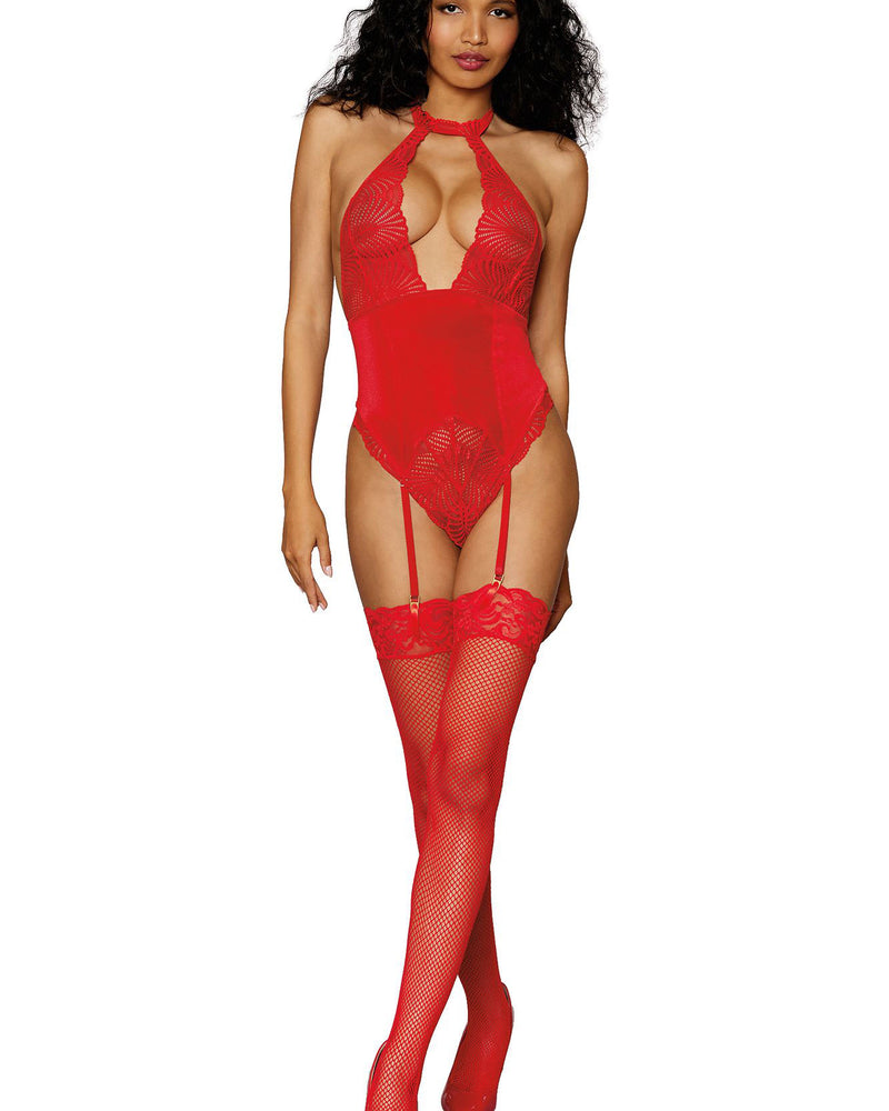 Garter Teddy - One Size - Lipstick Red
