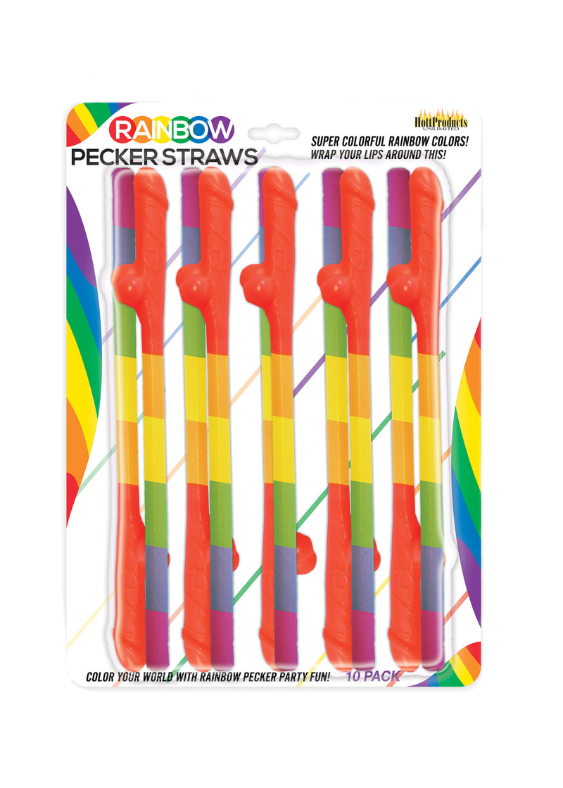 "Rainbow Pecker Straws - 10 Pack HTP3250"