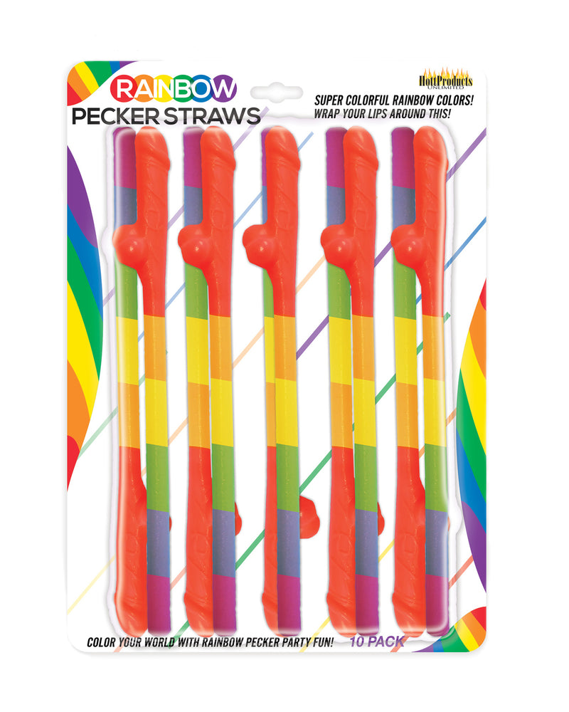 "Rainbow Pecker Straws - 10 Pack HTP3250"