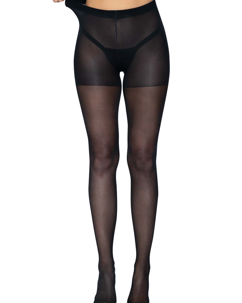 Sheer Open Butt Crotchless Pantyhose - One Size - Black