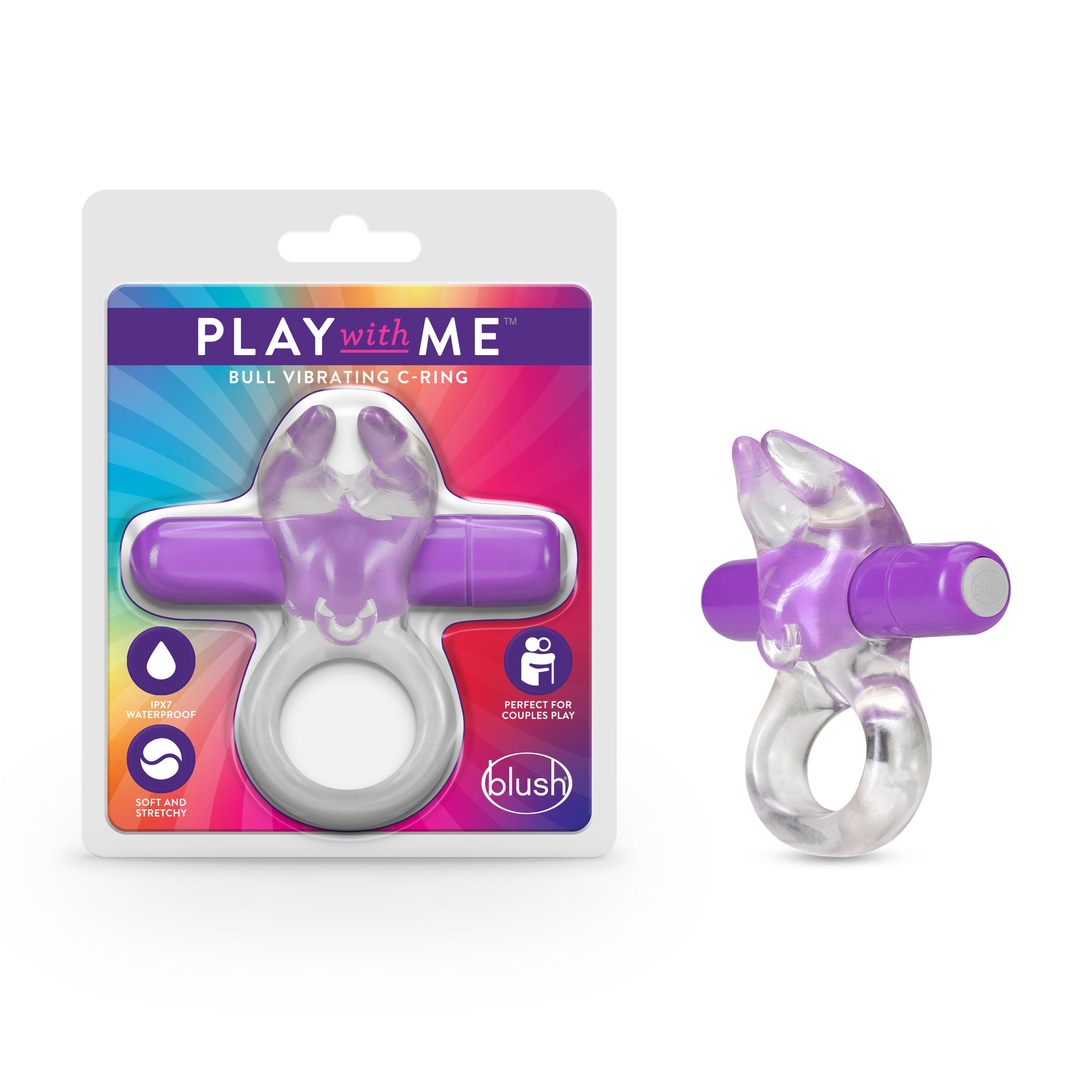 Play With Me  Bull Vibrating C-Ring - Purple