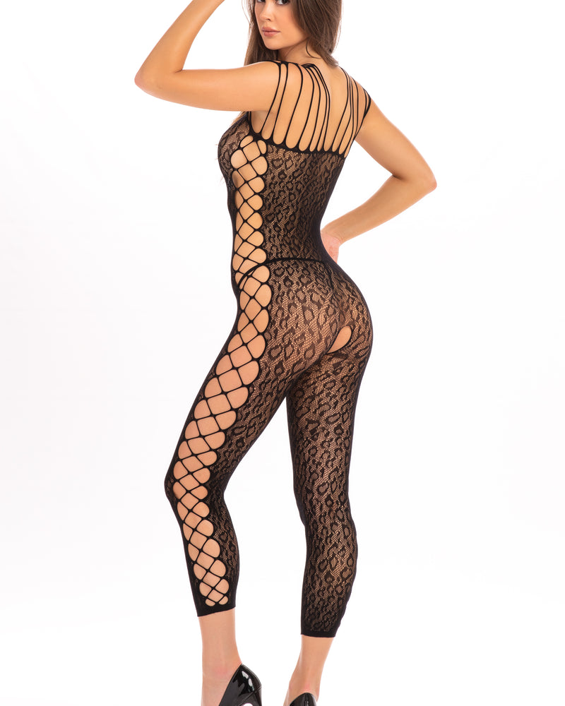 "Animal Crotchless Bodystocking - One Size - Black RR-7076BLKOS"