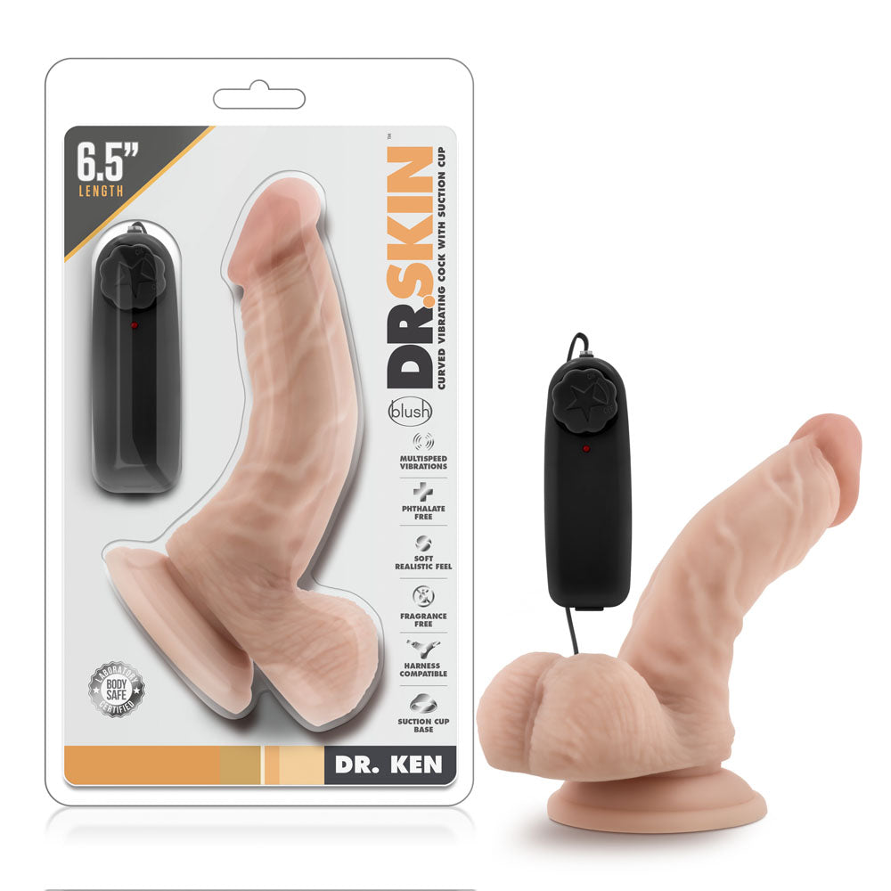 Dr. Skin - Dr. Ken - 6.5 Inch Vibrating Cock With Suction Cup - Vanilla