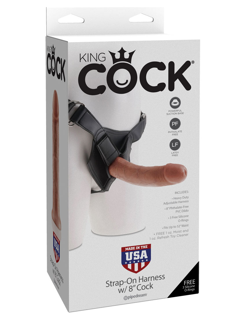 "King Cock Strap-on Harness with 8 Inch Cock - Tan PD5623-22"