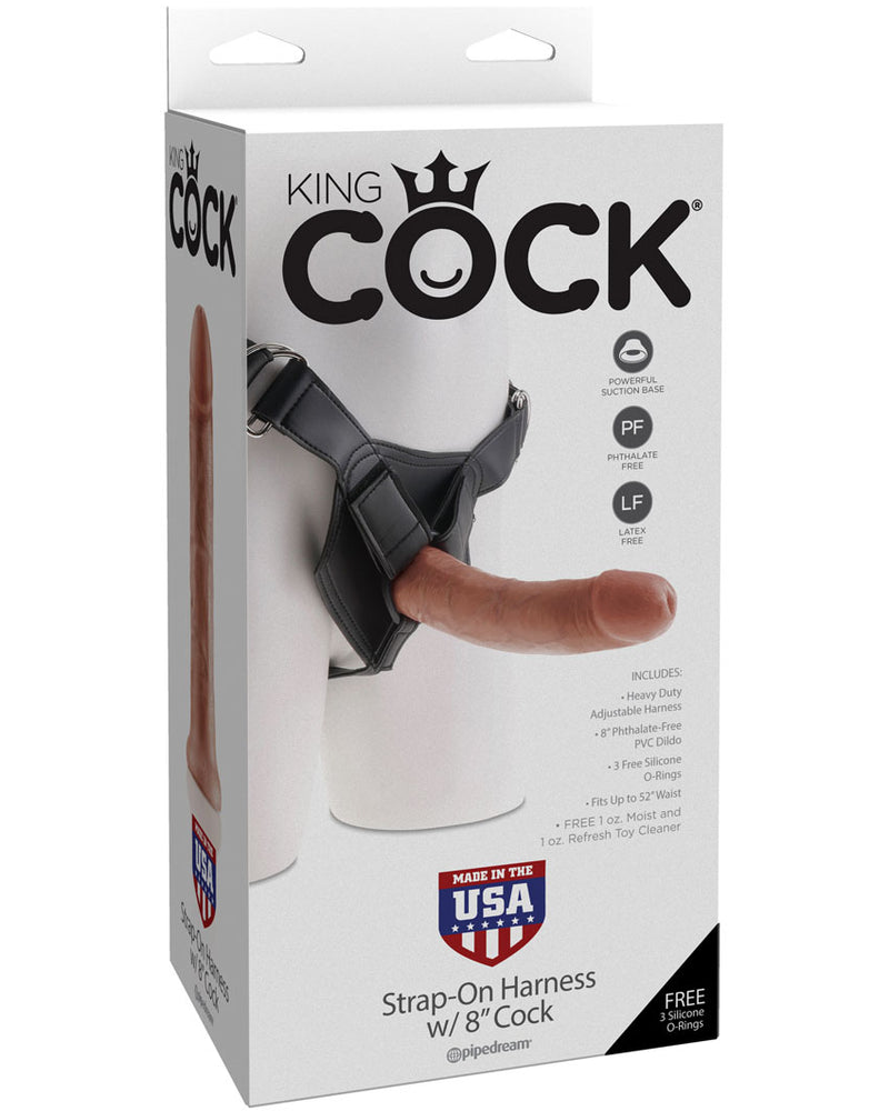 "King Cock Strap-on Harness with 8 Inch Cock - Tan PD5623-22"