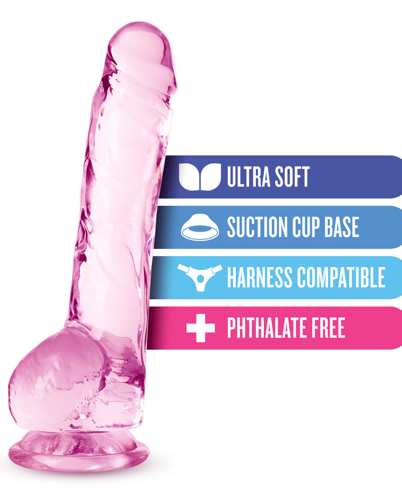 "Naturally Yours - 8 Inch Crystalline Dildo - Rose BL-51500"