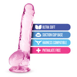 "Naturally Yours - 8 Inch Crystalline Dildo - Rose BL-51500"