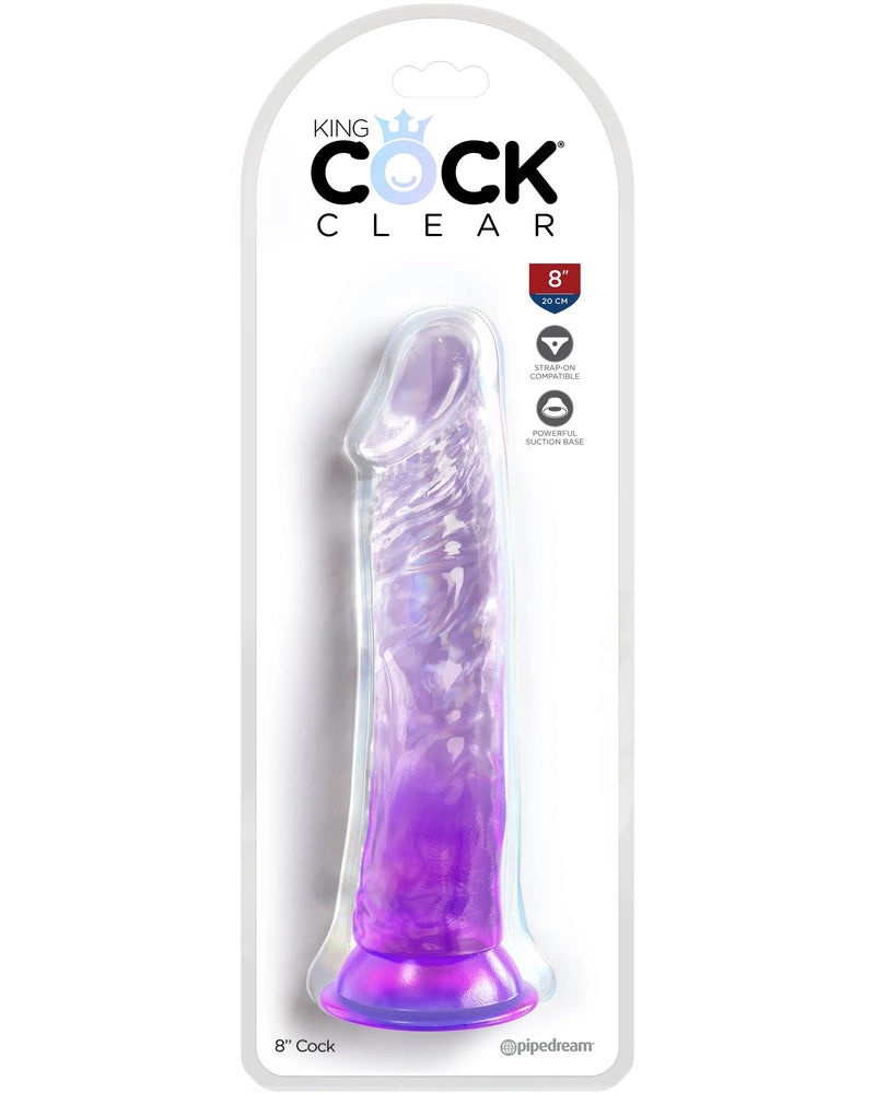 "King Cock Clear 8 Inch - Purple PD5757-12"