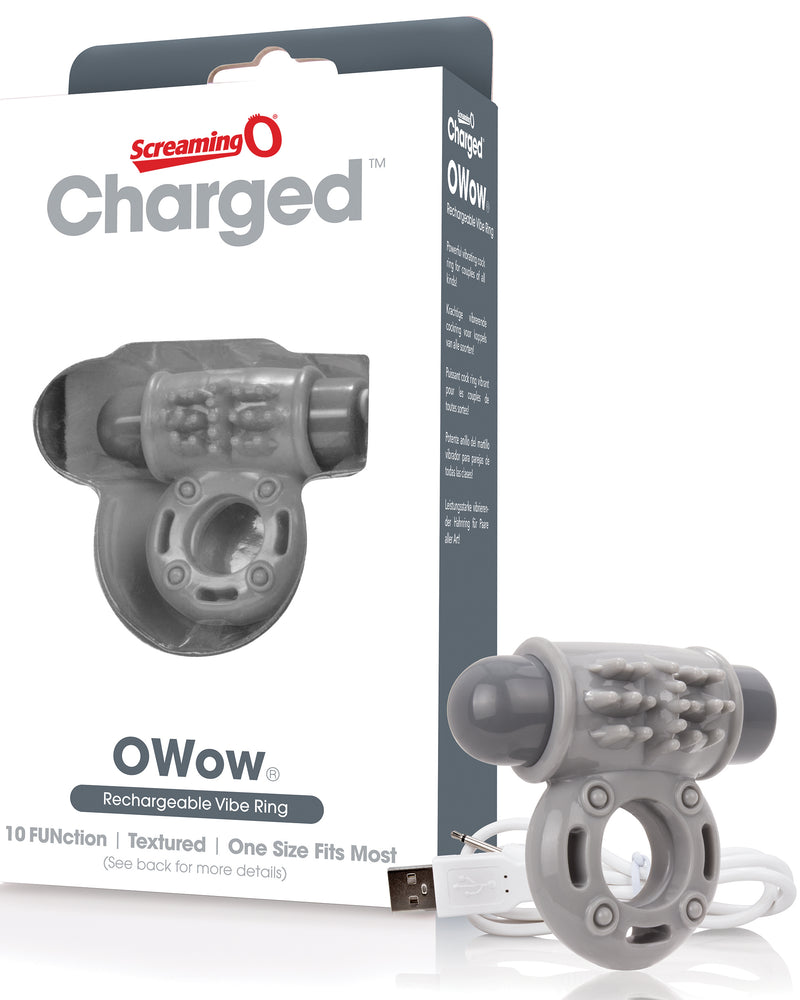 Charged Owow Rechargeable Vibe Ring - Grey