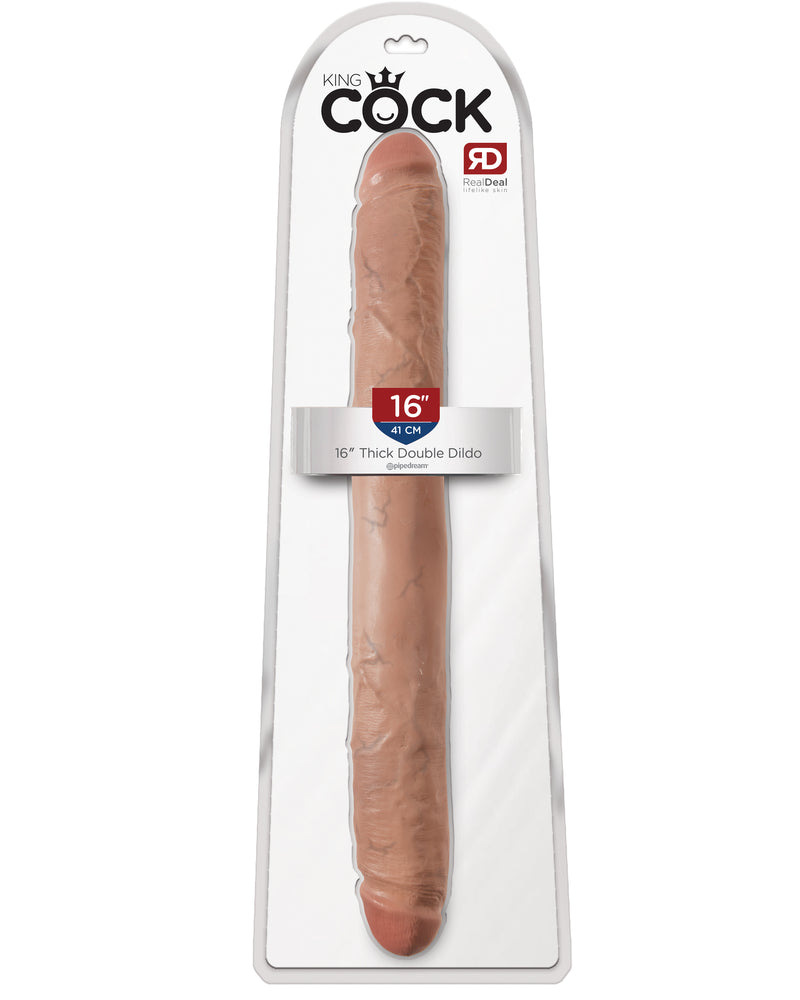 King Cock 16 Inch Thick Double Dildo - Tan