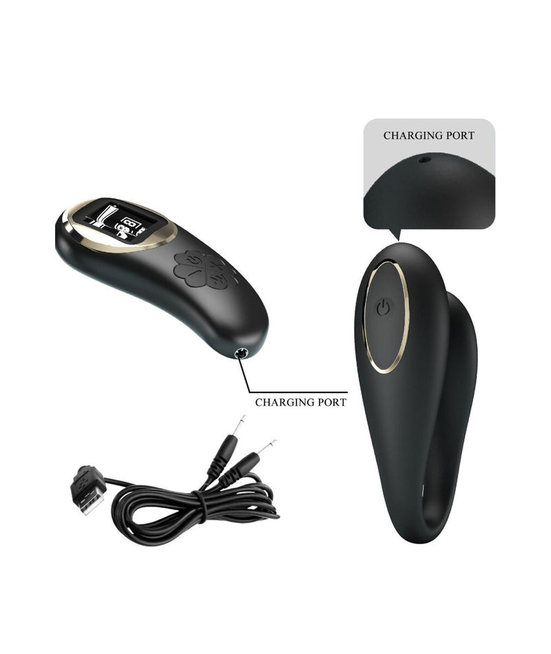 "Nathan Double Pleasure Remote Control Vibrator - Black BI-014582W-LED"