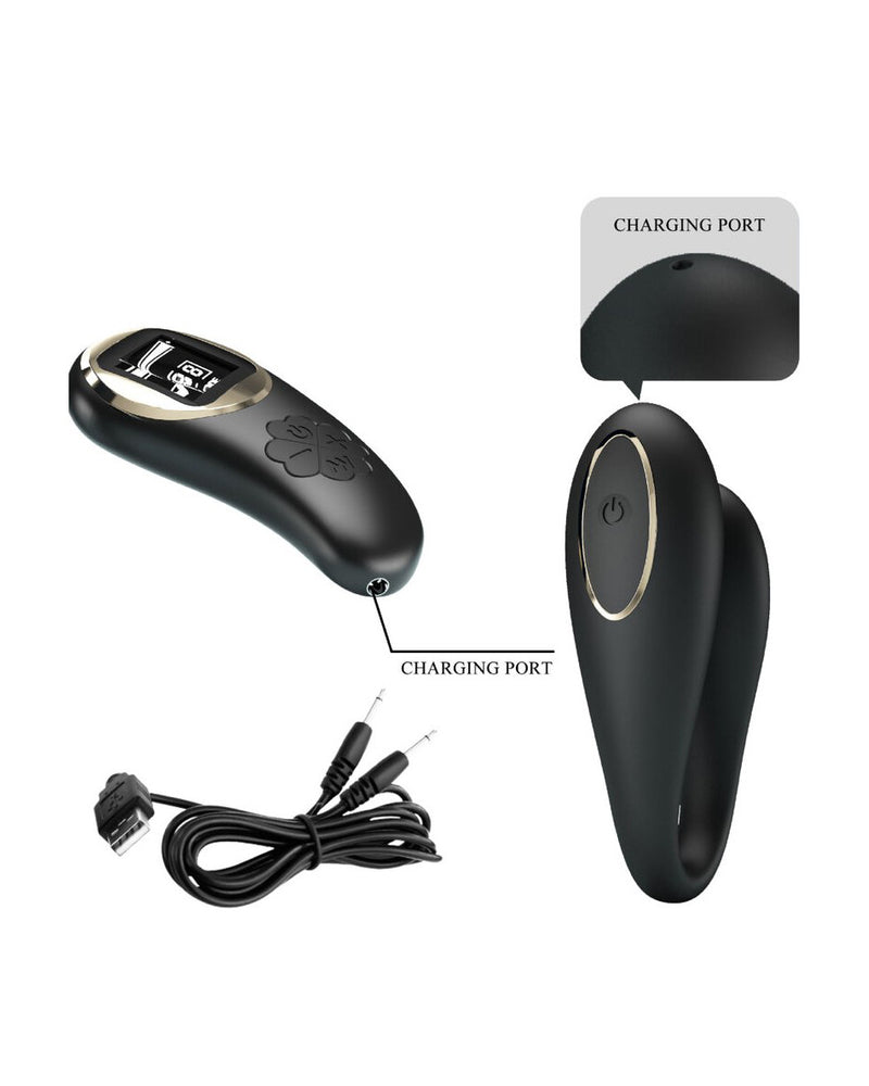 "Nathan Double Pleasure Remote Control Vibrator - Black BI-014582W-LED"