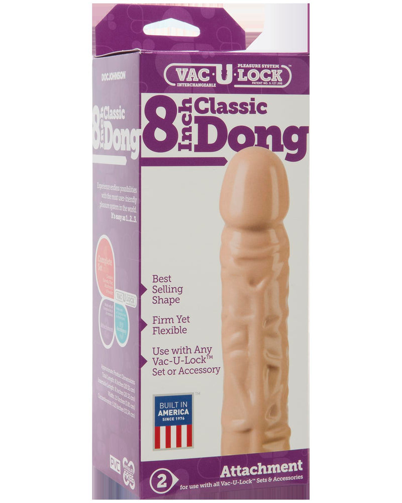 "Vac-U-Lock 8 Inch Classic Dong - White DJ1015-01"