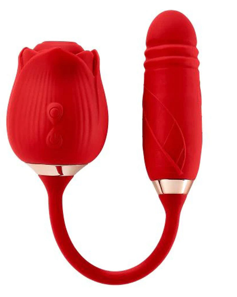 "Cloud 9 Rose Plus With Thrusting Pleasure Stem Dual Stimulation - Red WTC947R"