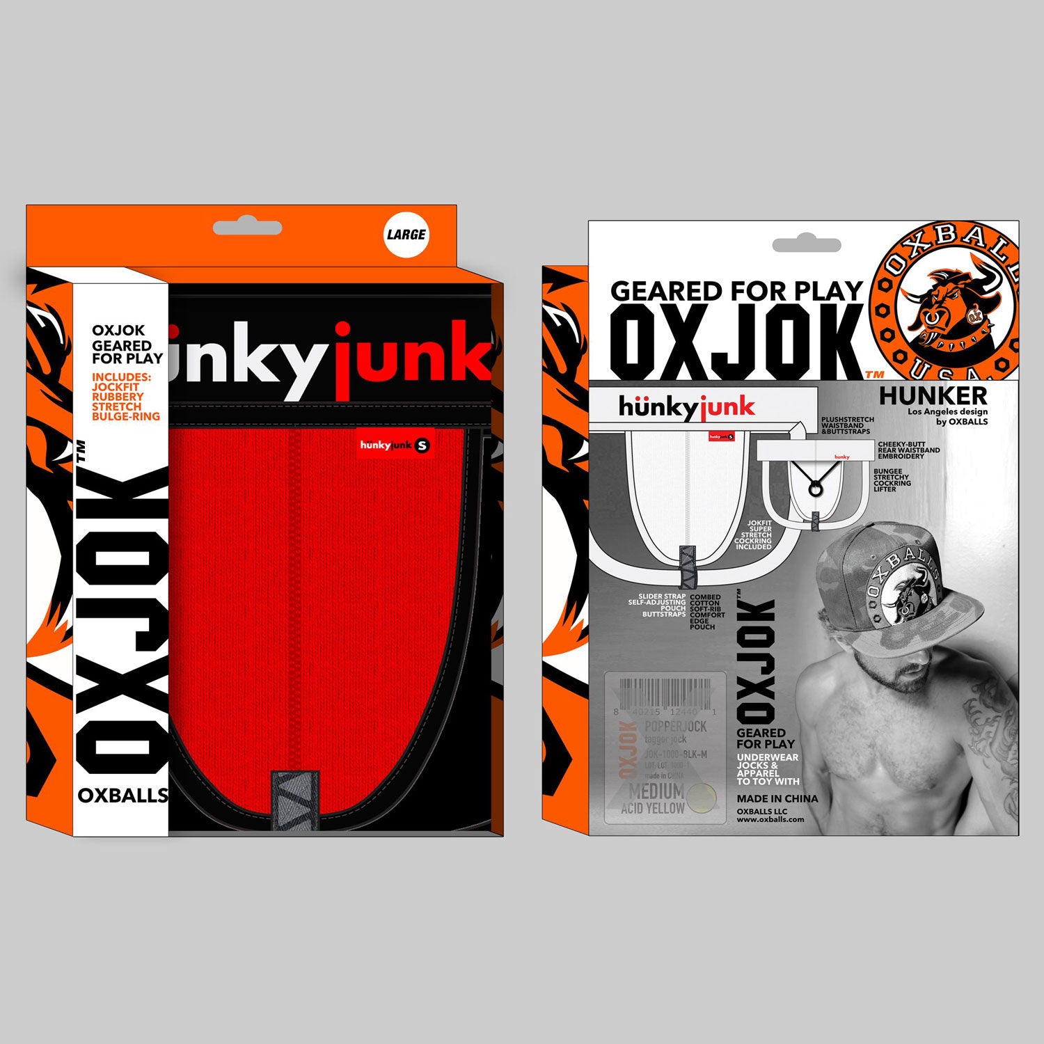 "Hunker Comfy-Pouch Slider-Strap Jock Red Hot Large OX-JOK-1001-RED-L"