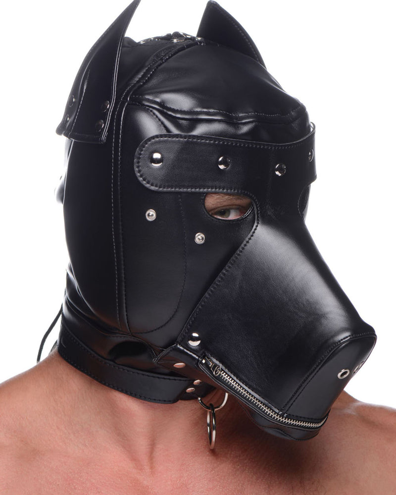 Muzzled Universal BDSM Hood With Removable Muzzle