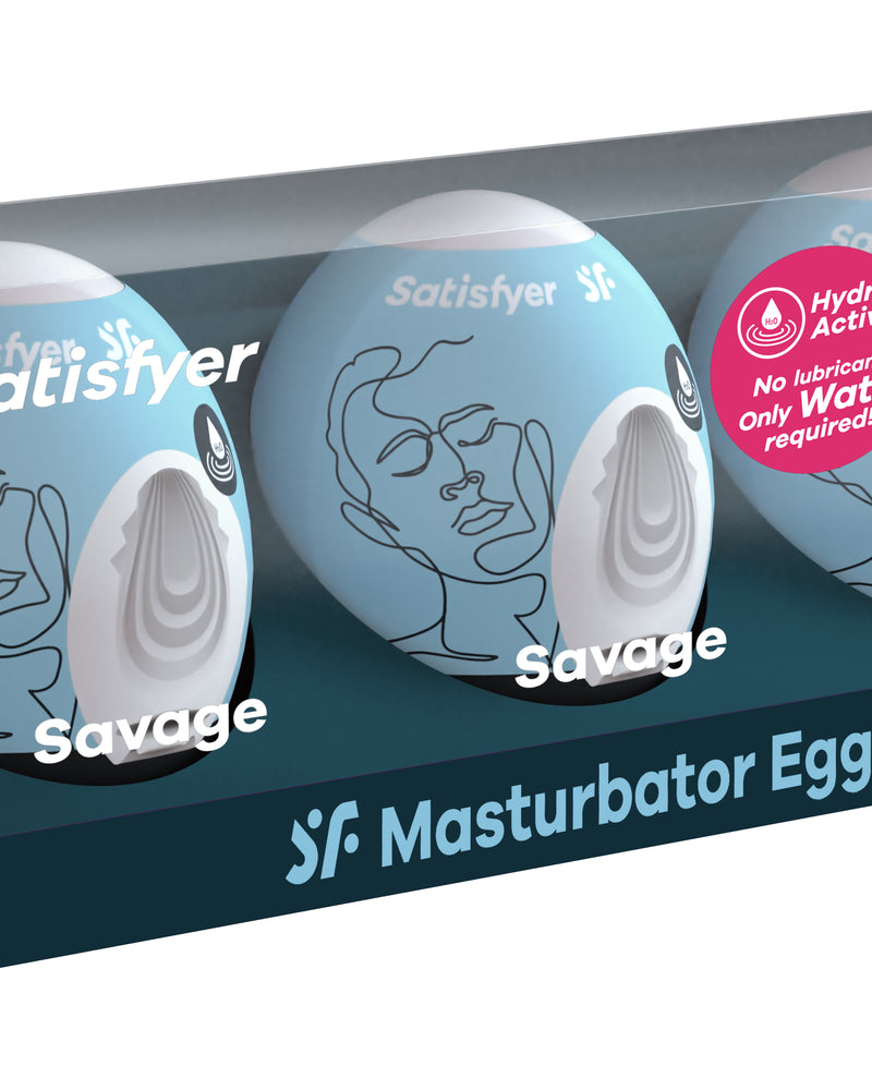 "3 Pc Set Masturbator Egg - Savage - Blue SAT-9043484"