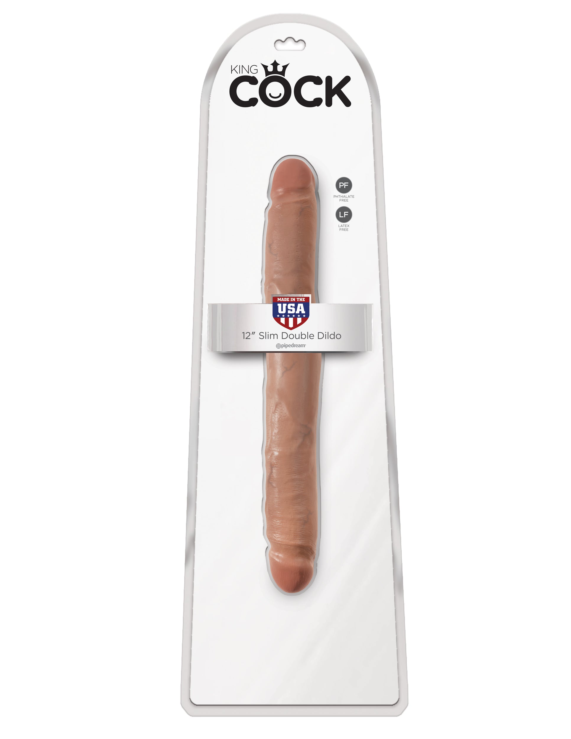 King Cock 12 Inch Slim Double Dildo - Tan