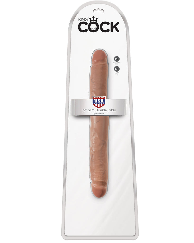 King Cock 12 Inch Slim Double Dildo - Tan